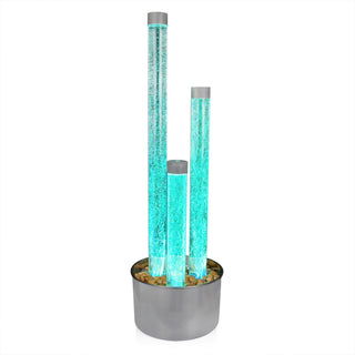 3-Tiered Silver Base Bubble Fountain w/16 Lighting Functions