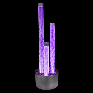 3-Tiered Silver Base Bubble Fountain w/16 Lighting Functions