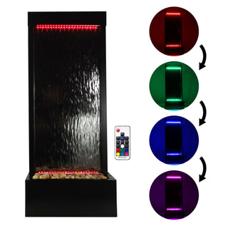 Black-Framed Waterfall Fountain w/ Multi-Color LED and Remote
