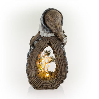 Santa Statue with Carved Wood Look and LED Lights