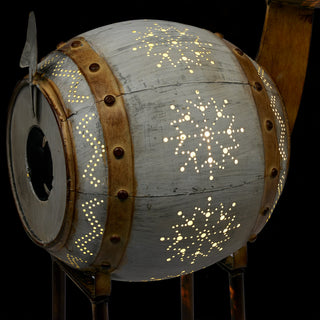 Weathered Barrel Reindeer Décor with Warm White LED Lights