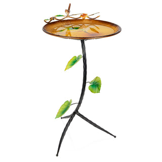 Metal Birdbath with Hummingbird and Branch Stand