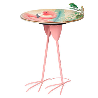 Metal Flamingo Birdbath with Stylish Flamingo Leg Stand