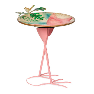 Metal Flamingo Birdbath with Stylish Flamingo Leg Stand