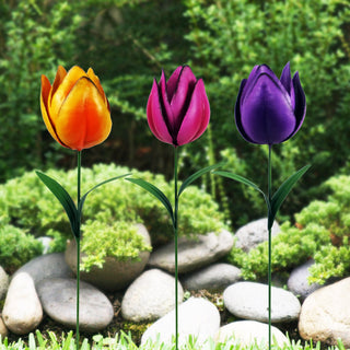 Colorful Tulip Metal Garden Stakes