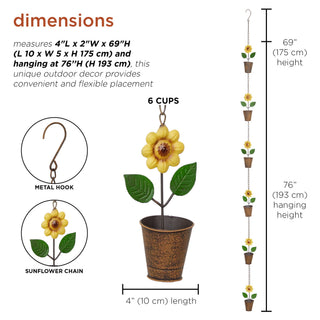 Metal Hanging Sunflower Pot Chain Rain Catcher