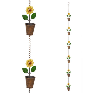 Metal Hanging Sunflower Pot Chain Rain Catcher