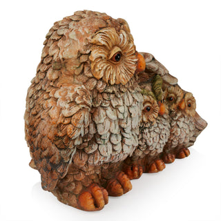 Owl Mom Wing Protecting Two Baby Owletts Statuary