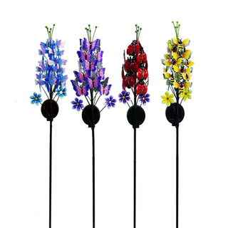 Solar Insect Bouquet Garden Stake with LEDs - Display of 8