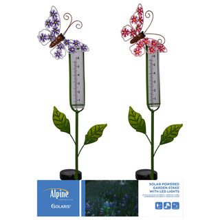 Solar Butterfly Rain Gauge Stake w/ LED
