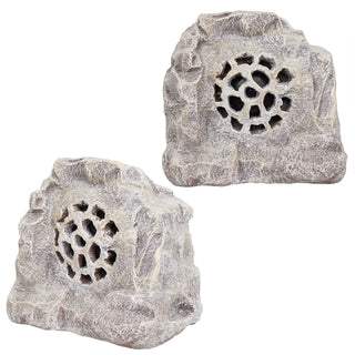 Solar White Outdoor Bluetooth Rock Speaker - Set of 2