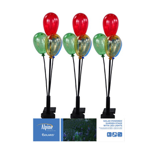 Solar Red, Yellow, Blue & Green Balloon Stake w/LED
