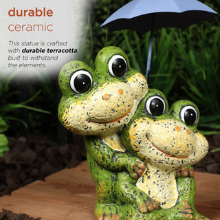 Frog Duo with Purple Umbrella Statue