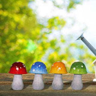 Colorful Polka Dot Ceramic Mushroom Statue