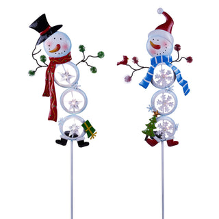 Solar Festive Snowman Color Changing Stake
