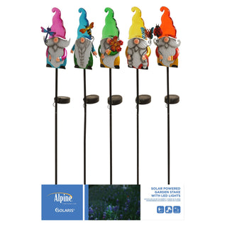 Solar Colored Hat Gnome Garden Stake w/ LED
