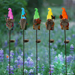 Solar Colored Hat Gnome Garden Stake w/ LED
