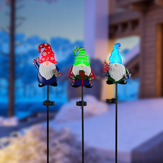 Solar Holiday Acrylic Gnome Stake w/LED