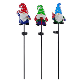 Solar Holiday Acrylic Gnome Stake w/LED