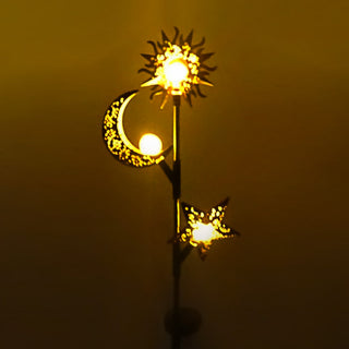 Solar Sun, Moon and Star Stake with White LED