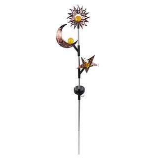 Solar Sun, Moon and Star Stake with White LED
