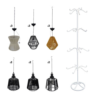 Solar Natural Rope Hanging Lantern w/Stand