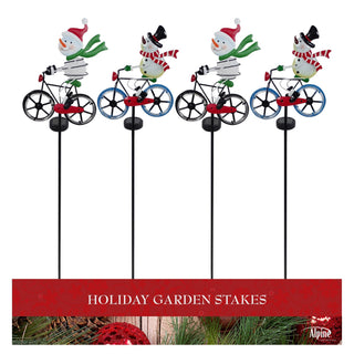 Solar Snowman Bicycle Stake with LED lights