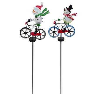 Solar Snowman Bicycle Stake with LED lights