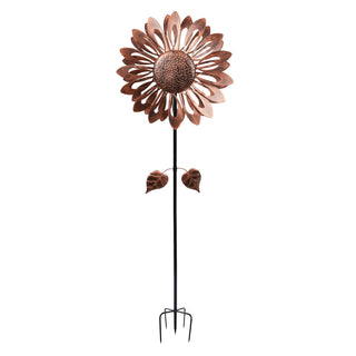 Bronze Sunflower Kinetic Wind Spinner Stake