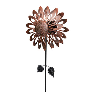 Bronze Sunflower Kinetic Wind Spinner Stake