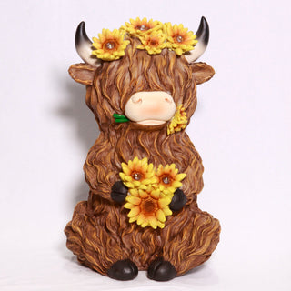 Solar Highland Cow Decor