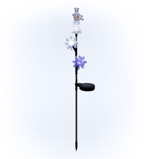 Solar Snowman and Snowflakes Christmas Stake with LED Lights