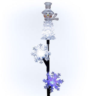 Solar Snowman and Snowflakes Christmas Stake with LED Lights