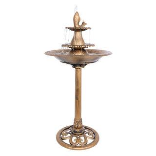 Tiered Pedestal Fish Fountain Birdbath - Gold