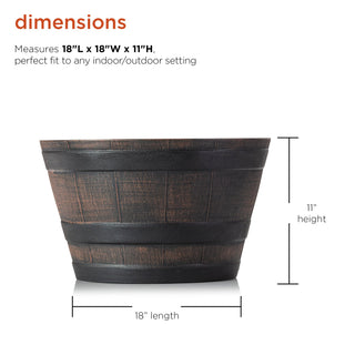 Bronze Round Barrel Planter with Drainage Hole - Small
