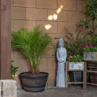 Bronze Round Barrel Planter with Drainage Hole - Small