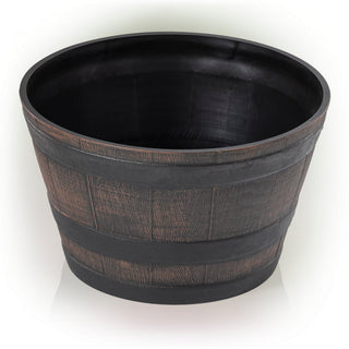Bronze Round Barrel Planter with Drainage Hole - Small