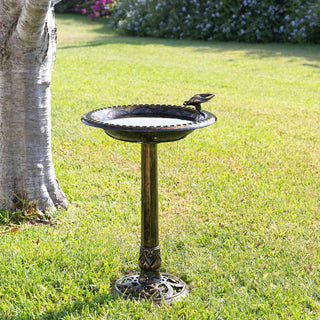 Bronze Birdbath with Bird Decoration