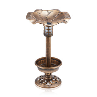 Solar Birdbath with Planter and LED Light