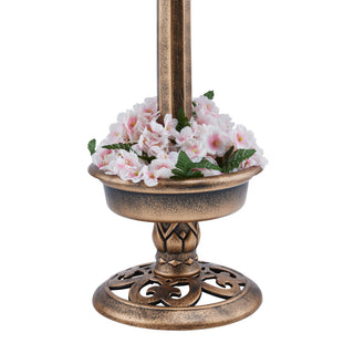 Solar Birdbath with Planter and LED Light