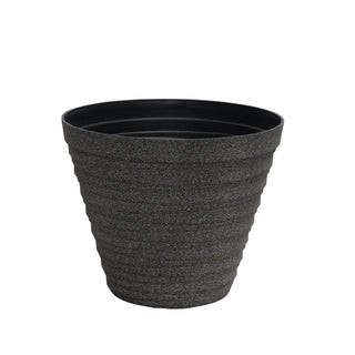 12" Gray Stone Finish Fluted Round Planter with Drainage Hole