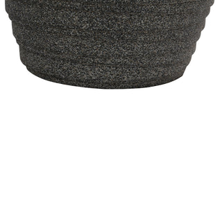12" Gray Stone Finish Fluted Round Planter with Drainage Hole