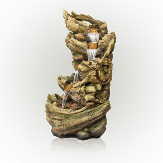 5-Tier Trunk Waterfall Fountain with Cool White LED Lights