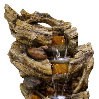 5-Tier Trunk Waterfall Fountain with Cool White LED Lights