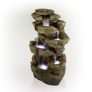 Rainforest Floor Fountain w/ LED Lights and Bluetooth Speaker