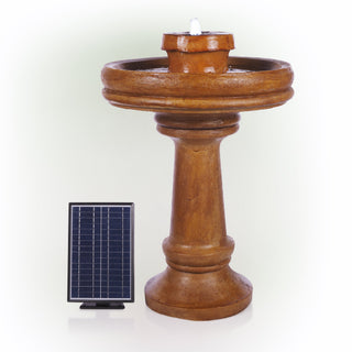 Solar Brown Cascading Vase Fountain w/ Cool White LED Lights