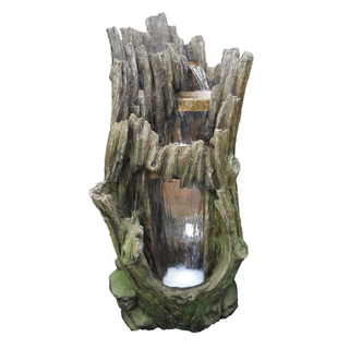 Three-Tier Waterfall Tree Trunk Fountain with LED Lights