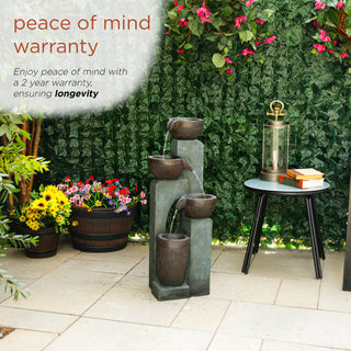 4-Tier Bowls Cascading Fountain with LED Lights