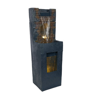 Stone Wall Cascading Fountain with LED Lights