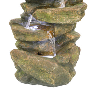 Multi-Level Tabletop Rock Fountain with LED Lights